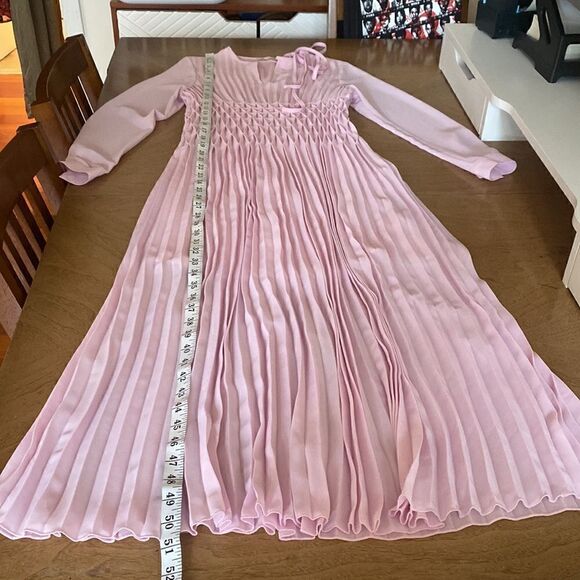 Maje Pink Pleated Geometric Chiffon Midi Dress Size 1 - Picture 12 of 16